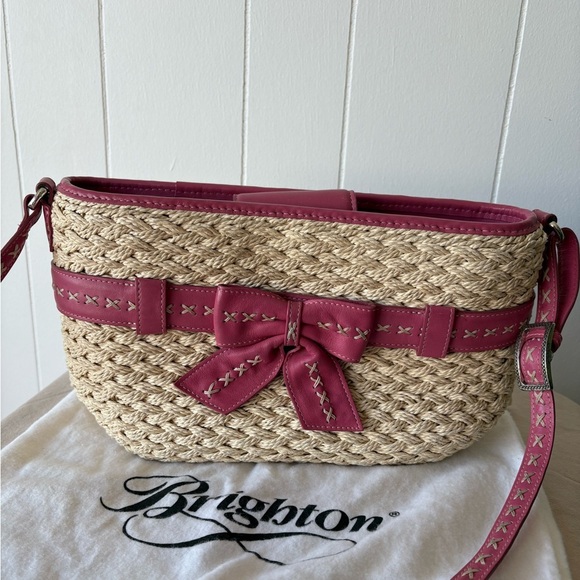 Brighton Pink and Tan Woven Shoulder Bag - Picture 7 of 12